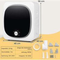 Mini waschetrockner 5kg mit 5 programme bis zu 69 ablufttrockner trockner 800w von NORTHIX
