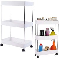 Mobile shelf unit 3 tiers white on wheels von NORTHIX