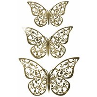 Northix - 12 Stück 3D-Schmetterlinge aus Metall, Wanddekoration – Blattgold von NORTHIX