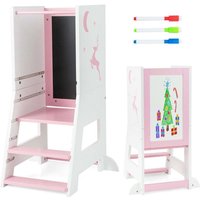 2 in 1 kinder lernturm mit doppelseitiger tafel amp 3 verstellbare hohen kuchenhocker trittschemel rosa 88305201 88305201 88305201 88305201 88305201 von NORTHIX
