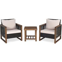 Northix - 3er set rattan gartenmobel polyrattan lounge set mit waschbaren sitzkissen outdoor sitzgarnitur 88306577 von NORTHIX
