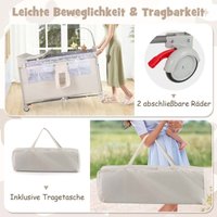 Northix - 5 in 1 beistellbett klappbar reisebett mit matratze 2 ebene babybett mit rollen beige 88305854 88305854 von NORTHIX
