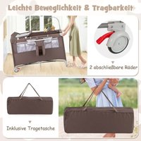 Northix - 5 in 1 beistellbett klappbar reisebett mit matratze 2 ebene babybett mit rollen braun 88304268 88304268 von NORTHIX