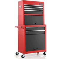 Northix - Abschliebarer 2 in 1 werkzeugtruhe mit hoher kapazitat griff 6 schubladen 4 radern rot schwarz Northix - Abschliebarer 2 in 1 werkzeugtruhe mit hoher kapazitat griff 6 schubladen 4 radern rot schwarz von NORTHIX