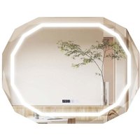 Northix - Antibeschlag badspiegel mit 3 farbigem led licht speicherfunktion zeit - temperaturablesung von NORTHIX