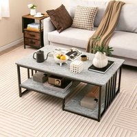 Northix - Couchtisch aus kunst marmor mit offener ablage metallrahmen beistelltisch 110 x 60 x 45 cm von NORTHIX