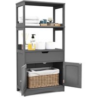 Northix - Freistehender badezimmerschrank mit 2 turen 3 offenen regalen schublade hochschrank grau Northix - Freistehender badezimmerschrank mit 2 turen 3 offenen regalen schublade hochschrank grau von NORTHIX
