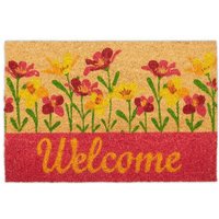 Northix - Fußmatte aus Kokosfaser "Welcome" Blumen von NORTHIX