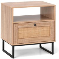 Northix - Rattan nachttisch im mittelalterstil mit schublade offenem fach beistelltisch akzenttisch von NORTHIX