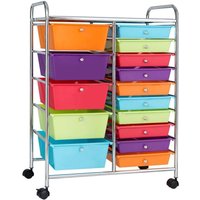 Northix - Rollwagen mit 15 stapelbaren schubladen rollcontainer beistellwagen buntgelb 625 x 37 x 87 cm bunt 88305806 88305806 88305806 88305806 von NORTHIX