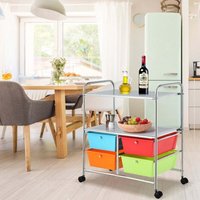 Northix - Rollwagen mit 4 stapelbaren Schubladen & Metallgestell & Ablageflächen Rollcontainer Bunt Northix - Rollwagen mit 4 stapelbaren Schubladen & Metallgestell & Ablageflächen Rollcontainer Bunt von NORTHIX