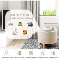 Runder sitzhocker mit stauraum amp abnehmbarem deckel bis 150 kg belastbar fuhocker beige von NORTHIX