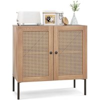 Northix - Sideboard mit rattanturen arbeitsplatte verstellbaren fachern kuchenschrank eiche von NORTHIX