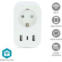 Northix - Smartlife smart stecker wi fi ip21 leistungsmesser 3680 w type f cee 77 1x usb c 2x usb 0 - 55 c android ios weiss 1 stuck 88301855 von NORTHIX