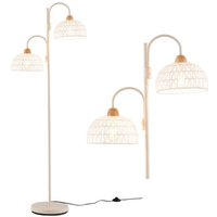 Northix - Stehlampe mit 2 Lichtern & Fußschalter 350° Drehbare Baumlampe Gewebten Lampenschirmen von NORTHIX