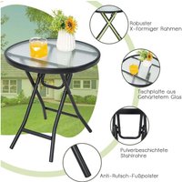 Terrassen esstisch runder glastisch mit tischplatte aus gehartetem glas 465 x 465 x 475 cm schwarz 88303783 von NORTHIX