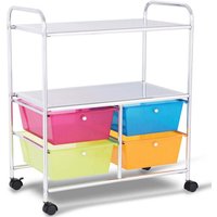 Rollwagen 4 schubladen bad rollcontainer kuchenwagen mit rollen 585 x 37 x75 cm bunt 88303685 von NORTHIX