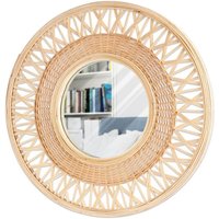 Runder Wandspiegel aus beigefarbenem Holz, 56 cm Runder Wandspiegel aus beigefarbenem Holz, 56 cm von NORTHIX