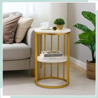 Runder beistelltisch in marmoroptik mit 2 ebenen Runder beistelltisch in marmoroptik mit 2 ebenen von NORTHIX