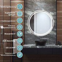 Runder led spiegel badezimmerspiegel zur wandmontage 3000 k 6000 k 60 cm von NORTHIX