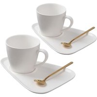 Set mit 2 tassen untertassen und teeloffeln - wei von NORTHIX