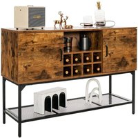 Sideboard aus holz mit weinregal turen kuchenschrank 120 x 40 x 85 cm rustikales braun von NORTHIX