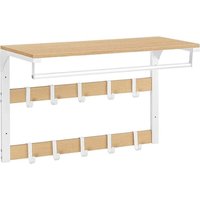 Wandgarderobe, Wandregal mit 10 abnehmbaren Haken, Kleiderstange, Garderobenhaken mit Ablage Wandgarderobe, Wandregal mit 10 abnehmbaren Haken, Kleiderstange, Garderobenhaken mit Ablage von NORTHIX