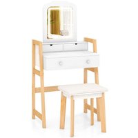 Wood vanity table with mirror stool 3 drawers white Wood vanity table with mirror stool 3 drawers white von NORTHIX