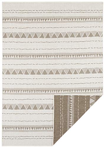 NORTHRUGS In- und Outdoor Teppich Bahamas 80x250cm - Wendeteppich Wetterfest Boho Design Ethno Muster Läufer für Balkon Terrasse Garten Wintergarten Wohnzimmerteppich Wasserfest in Braun Creme von NORTHRUGS