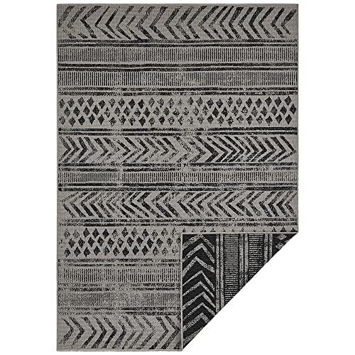 NORTHRUGS In- und Outdoor Teppich Biri 160x230 cm - Wendeteppich Wetterfest Boho Style Vintage Design Teppich für Balkon Terrasse Garten Wintergarten Wohnzimmerteppich Wasserfest in Night Silver von NORTHRUGS