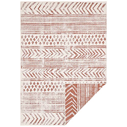 NORTHRUGS In- und Outdoor Teppich Biri 200x290 cm - Wendeteppich Wetterfest Boho Style Vintage Design Teppich für Balkon Terrasse Garten Wintergarten Wohnzimmerteppich Wasserfest in Cayenne von NORTHRUGS