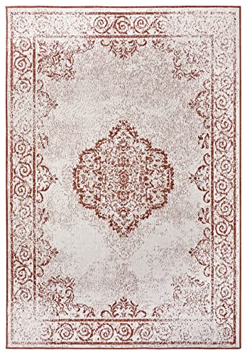 NORTHRUGS In- und Outdoor Teppich Cebu 200x290 - Wendeteppich Wetterfest Orientalisches Vintage Design Teppich für Balkon Terrasse Garten Wintergarten Wohnzimmerteppich Wasserfest in Cayenne von NORTHRUGS