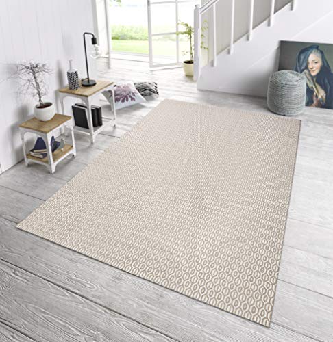 NORTHRUGS In- und Outdoor Teppich Coin 140x200cm - Wetterfest Modern Plain Allover Unifarben Design Läufer für Balkon Terrasse Garten Wintergarten Wohnzimmerteppich Wasserfest in Grau von NORTHRUGS