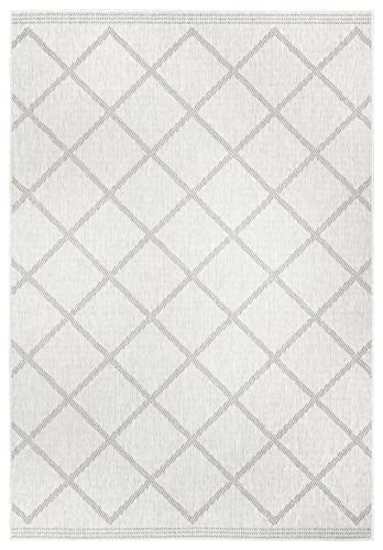 NORTHRUGS In- und Outdoor Teppich Corsica 200x290cm - Wendeteppich Wetterfest Modern Geometrisches Muster Teppich für Balkon Terrasse Garten Wintergarten Wohnzimmerteppich Wasserfest in Linen von NORTHRUGS