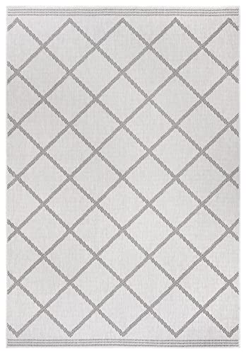 NORTHRUGS In- und Outdoor Teppich Corsica 200x290cm - Wendeteppich Wetterfest Modern Geometrisches Muster Teppich für Balkon Terrasse Garten Wintergarten Wohnzimmerteppich Wasserfest in Night von NORTHRUGS