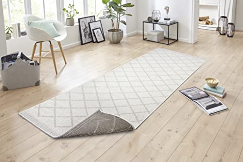 NORTHRUGS In- und Outdoor Teppich Corsica 80x250cm - Wendeteppich Wetterfest Modern Geometrisches Muster Teppich für Balkon Terrasse Garten Wintergarten Wohnzimmerteppich Wasserfest in Linen von NORTHRUGS