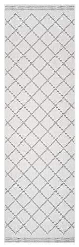 NORTHRUGS In- und Outdoor Teppich Corsica 80x250cm - Wendeteppich Wetterfest Modern Geometrisches Muster Teppich für Balkon Terrasse Garten Wintergarten Wohnzimmerteppich Wasserfest in Night von NORTHRUGS