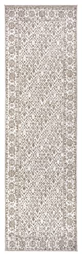 NORTHRUGS In- und Outdoor Teppich Curacao 80x250cm - Wendeteppich Wetterfest Modernes Grafisches Muster für Balkon Terrasse Garten Wintergarten Küche Wohnzimmerteppich Wasserfest in Linen von NORTHRUGS