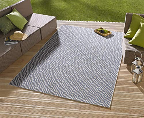 NORTHRUGS In- und Outdoor Teppich Karo 200x290cm - Wetterfest Modern Geometrisches Muster Kariert Allover Design Läufer für Balkon Terrasse Garten Wintergarten Wohnzimmerteppich Wasserfest in Blau NORTHRUGS In- und Outdoor Teppich Karo 200x290cm - Wetterfest Modern Geometrisches Muster Kariert Allover Design Läufer für Balkon Terrasse Garten Wintergarten Wohnzimmerteppich Wasserfest in Blau von Hanse Home