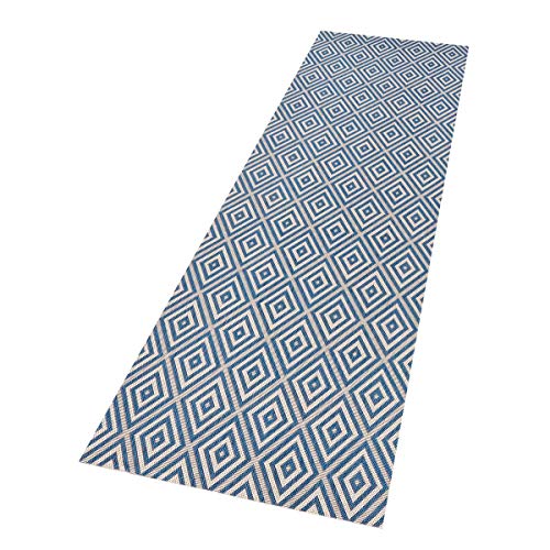 NORTHRUGS In- und Outdoor Teppich Karo 80x200cm - Wetterfest Modern Geometrisches Muster Kariert Allover Design Läufer für Balkon Terrasse Garten Wintergarten Wohnzimmerteppich Wasserfest in Blau NORTHRUGS In- und Outdoor Teppich Karo 80x200cm - Wetterfest Modern Geometrisches Muster Kariert Allover Design Läufer für Balkon Terrasse Garten Wintergarten Wohnzimmerteppich Wasserfest in Blau von Hanse Home