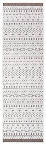 NORTHRUGS In- und Outdoor Teppich Kuba 80x250cm - Wendeteppich Wetterfest Boho Design Ethno Muster Läufer für Balkon Terrasse Garten Wintergarten Wohnzimmerteppich Wasserfest in Linen von NORTHRUGS