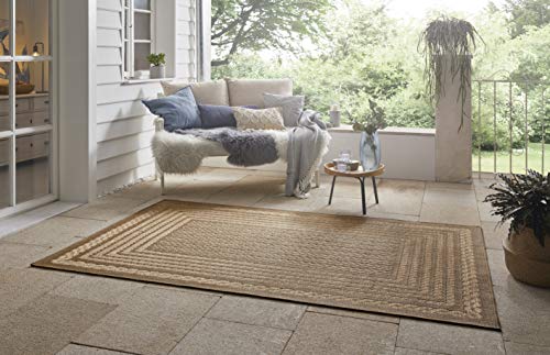 NORTHRUGS In- und Outdoor Teppich Limonero 200x290 cm – Flachgewebe Sisal-Look Skandi-Design Wetterfest für Balkon Terrasse Wintergarten Küche Badteppich Wohnzimmerteppich Wasserfest in Beige Braun von NORTHRUGS