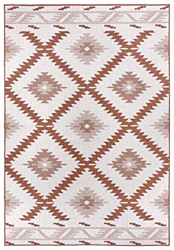 NORTHRUGS In- und Outdoor Teppich Malibu 120x170cm - Wendeteppich Wetterfest Modern Geometrisches Muster Läufer für Balkon Terrasse Garten Wintergarten Wohnzimmerteppich Wasserfest in Cayenne von NORTHRUGS