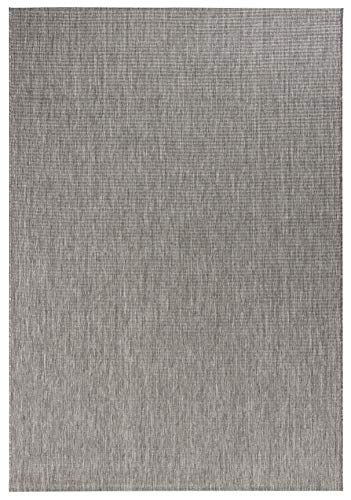 NORTHRUGS In- und Outdoor Teppich Match 200x290cm - Wetterfest Modern Plain Allover Unifarben Design Läufer für Balkon Terrasse Garten Wintergarten Wohnzimmerteppich Wasserfest in Anthrazit von NORTHRUGS