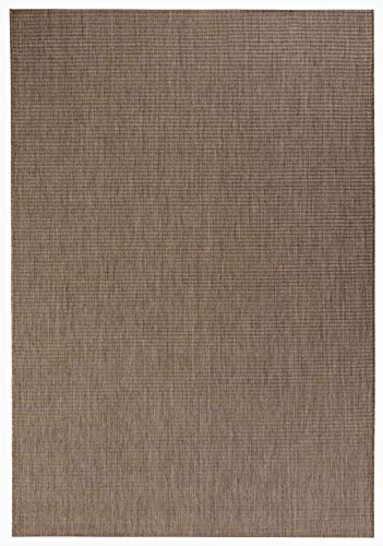 NORTHRUGS In- und Outdoor Teppich Match 80x150cm - Wetterfest Modern Plain Allover Unifarben Design Läufer für Balkon Terrasse Garten Wintergarten Wohnzimmerteppich Wasserfest in Braun von NORTHRUGS