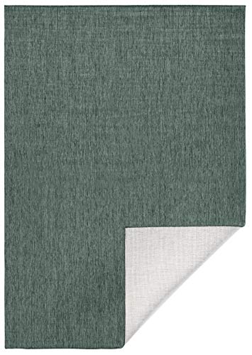 NORTHRUGS In- und Outdoor Teppich Miami 120x170cm - Wendeteppich Wetterfest Modernes Unifarben Design Läufer für Balkon Terrasse Garten Wintergarten Wohnzimmerteppich Wasserfest in Grün Creme von NORTHRUGS