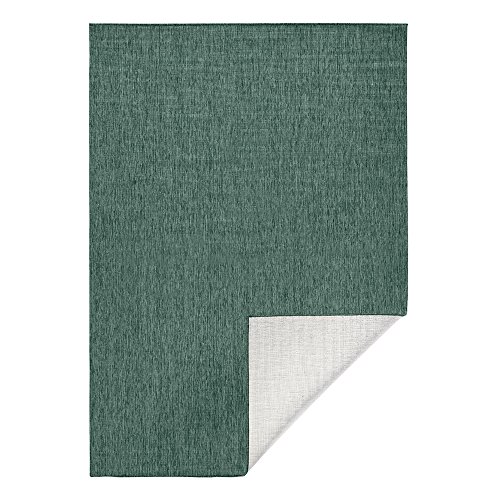 NORTHRUGS In- und Outdoor Teppich Miami 120x170cm - Wendeteppich Wetterfest Modernes Unifarben Design Läufer für Balkon Terrasse Garten Wintergarten Wohnzimmerteppich Wasserfest in Grün Creme von NORTHRUGS