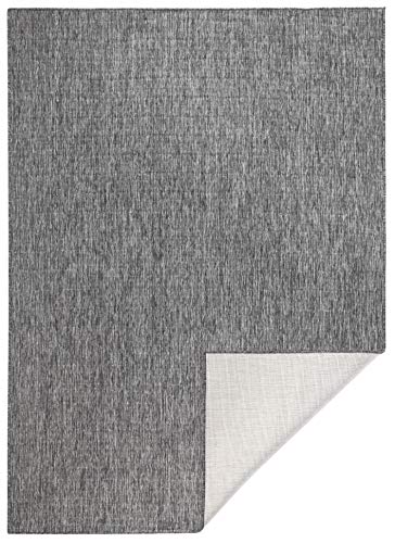 NORTHRUGS In- und Outdoor Teppich Miami 160x230cm - Wendeteppich Wetterfest Modernes Unifarben Design Läufer für Balkon Terrasse Garten Wintergarten Wohnzimmerteppich Wasserfest in Grau Creme von NORTHRUGS