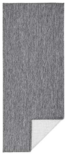 NORTHRUGS In- und Outdoor Teppich Miami 80x350cm - Wendeteppich Wetterfest Modernes Unifarben Design Läufer für Balkon Terrasse Garten Wintergarten Wohnzimmerteppich Wasserfest in Grau Creme von NORTHRUGS