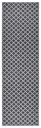 NORTHRUGS In- und Outdoor Teppich Nizza 80x250cm - Wendeteppich Wetterfest Modernes Geometrisches Muster für Balkon Terrasse Garten Wintergarten Küche Wohnzimmerteppich Wasserfest in Night Silver von NORTHRUGS